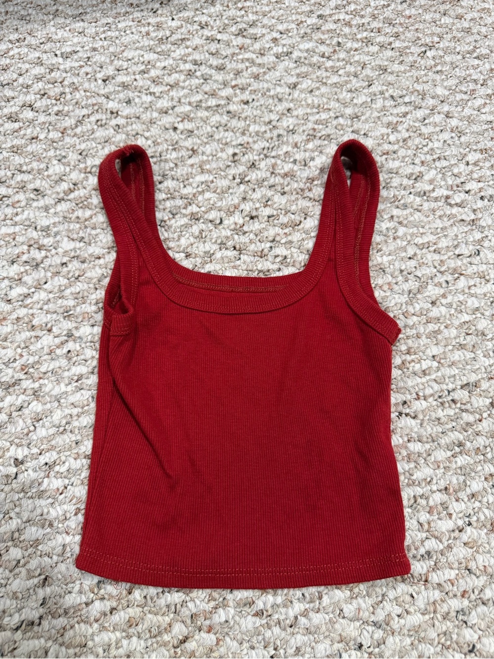 SHEIN Red Ribbed Square-Neck Tank Top